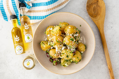 Greek Potato Salad with Milanese Gremolata Olive Oil and Oregano Balsamic