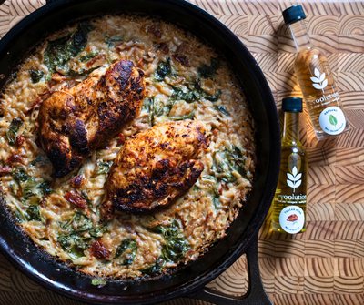 Chicken and Orzo with Tuscan Herb Olive Oil and Oregano Balsamic