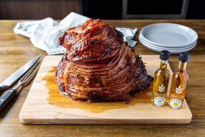 Glazed Spiral Ham with Herbes de Provence Olive Oil and Gravenstein Apple Balsamic