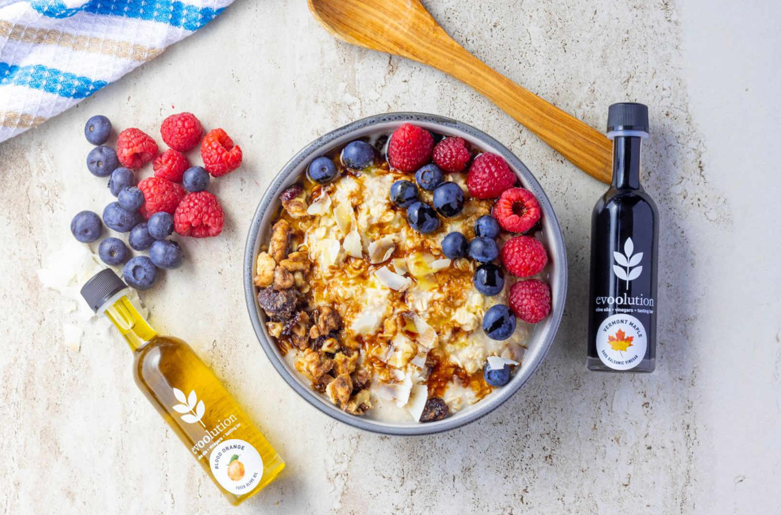 Oatmeal Bowls with Blood Orange Olive Oil and Maple Balsamic – Evoolution