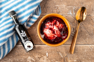 Berry Ice Cream Compote with Black Cherry Balsamic