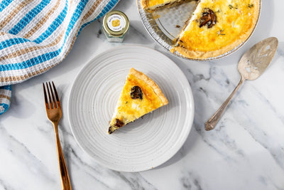 Mushroom & Goat Cheese Quiche with White Truffle Flaked Sea Salt