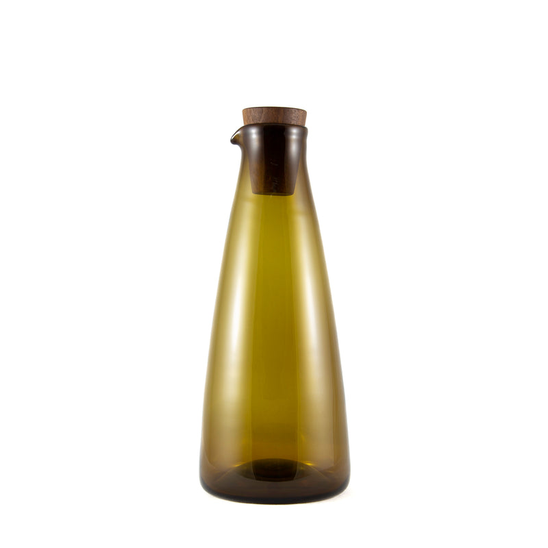 Olive Handblown Glass Carafe